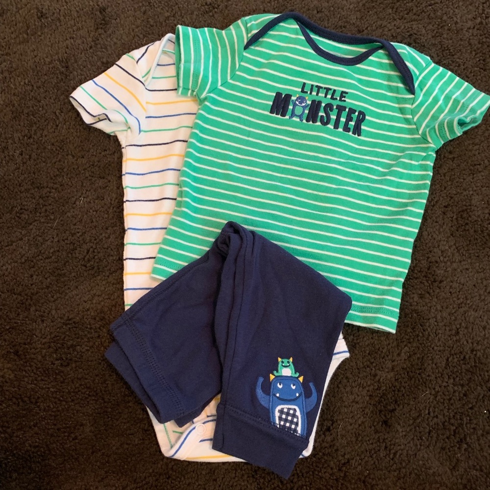 3PC Carter’s Little Monster Pants Outfit